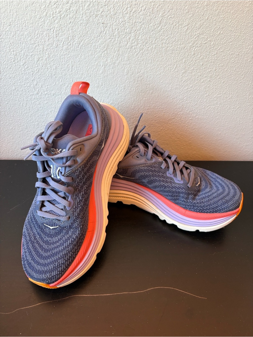 HOKA Women's Gaviota 5 Gray & Coral Running Shoes - Picture 9 of 9